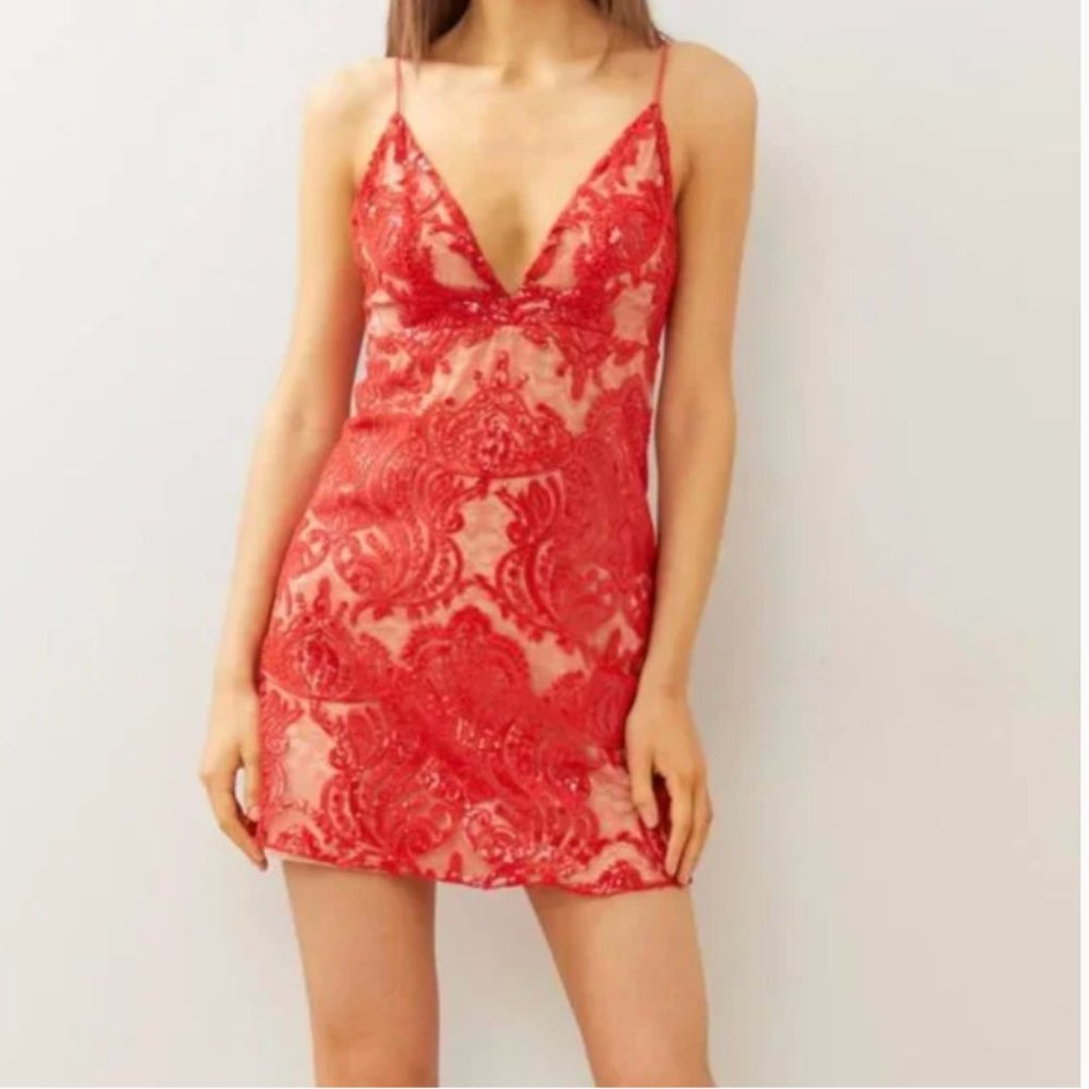 ⭐️ Embroidered Tapestry V Neck Low Cut Boho Peasant Hipster Hippie Mini Dress